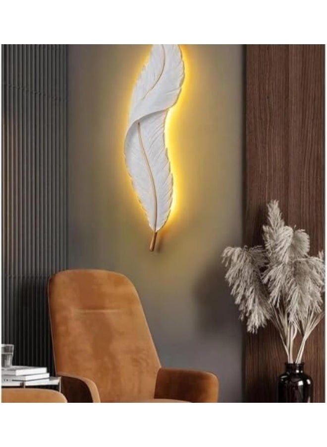 Large 80cm White Feather Wing Wall Lamp with LED Strip Lighting – Hanging Angel Wing Sculpture Decorative Accent for Creative Photography & Home Lighting